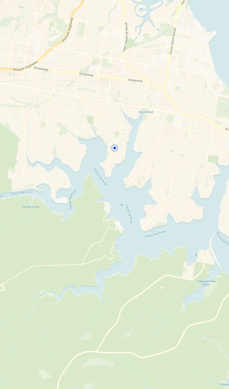 Map of the Yowie Bay service area and the surrounding suburbs we cover.
