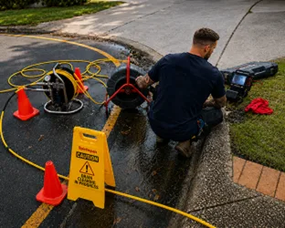 Plumber checking a blocked drain on a Yowie Bay job