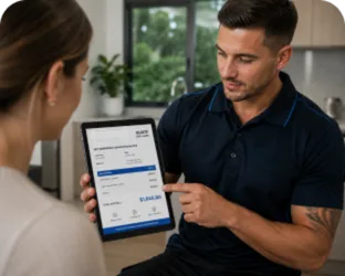 Plumber explaining a service estimate in Yowie Bay